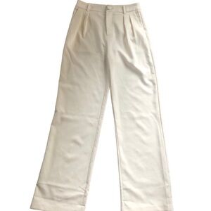 4th & Reckless High Waisted Trouser Pant Sz. 8 Ivory Pleated Pocked Wide Leg